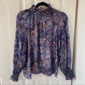Rebecca Taylor multicolor & metallic long sleeve top size 8